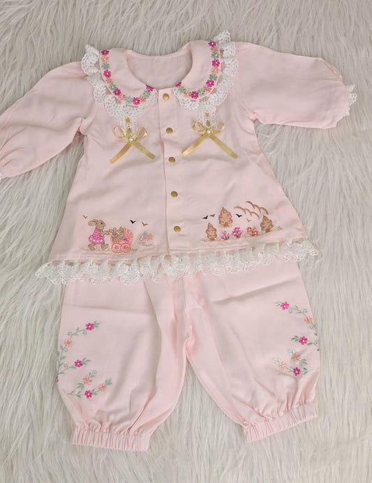 The Bunny family Creamy Pink Cord Set