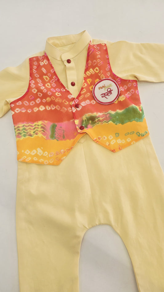 Yellow Bandhini Jacket Jumpsuit