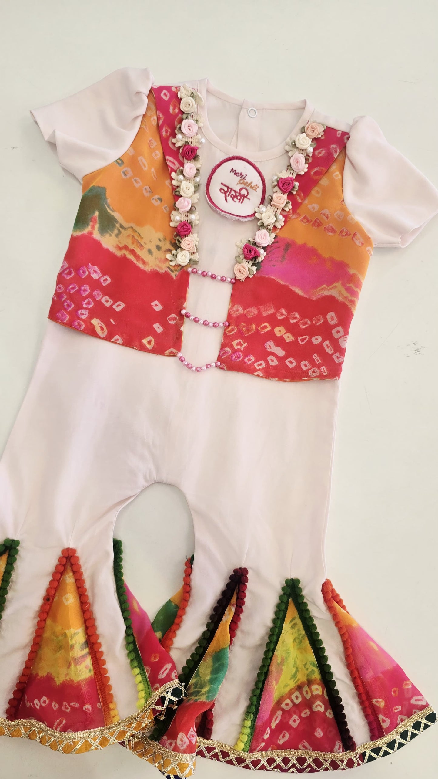 The Pastel Pink Bandhini Jumpsuit