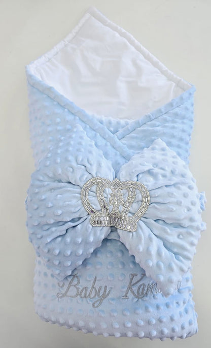 Blue Crown Minky Baby Wrap