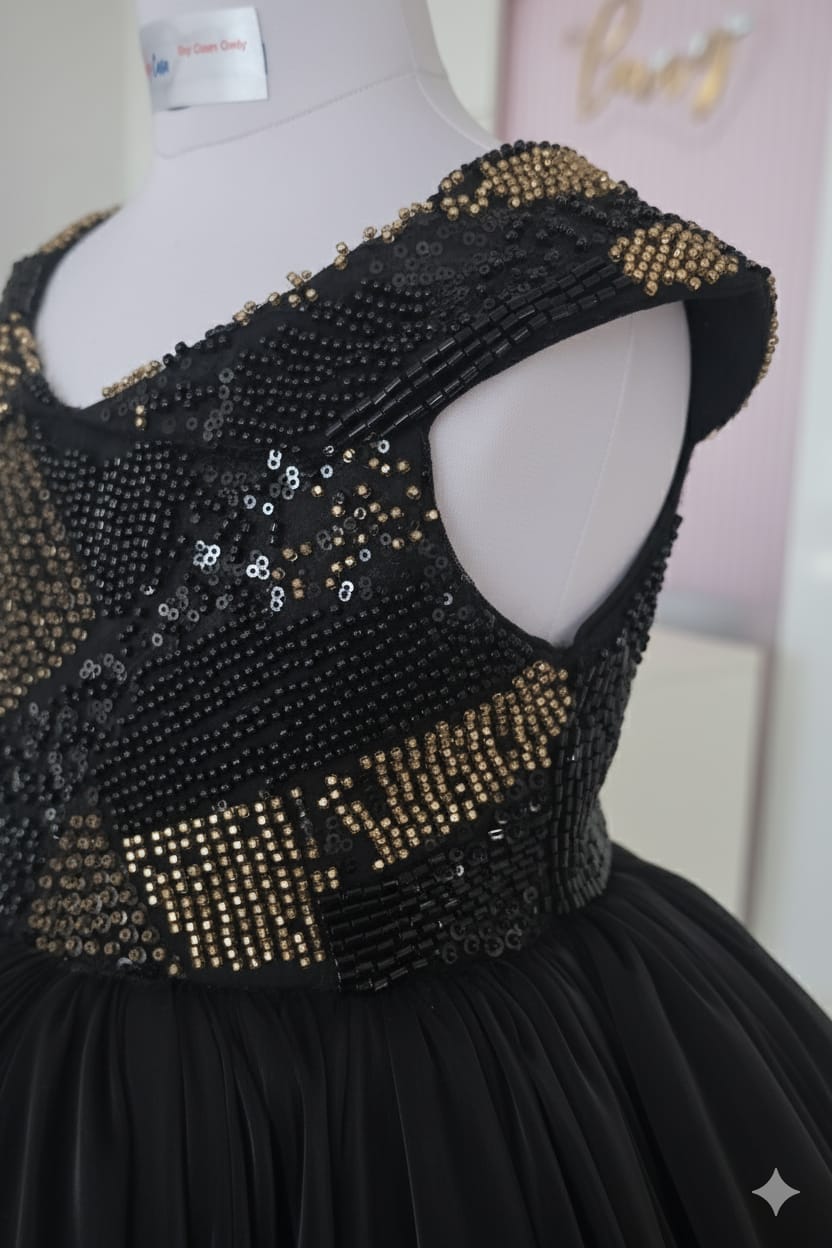 Black & Gold Sequin Ball Gown
