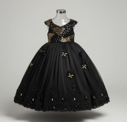 Black & Gold Sequin Ball Gown