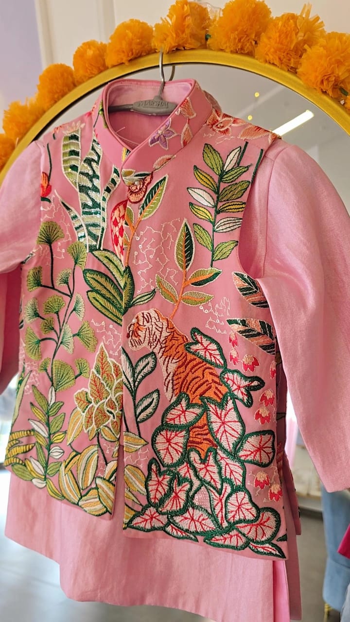 The "Jungle Bloom" Embroidered Kurta Jacket Set