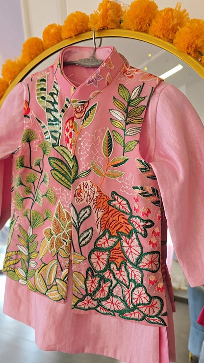 The "Jungle Bloom" Embroidered Kurta Jacket Set