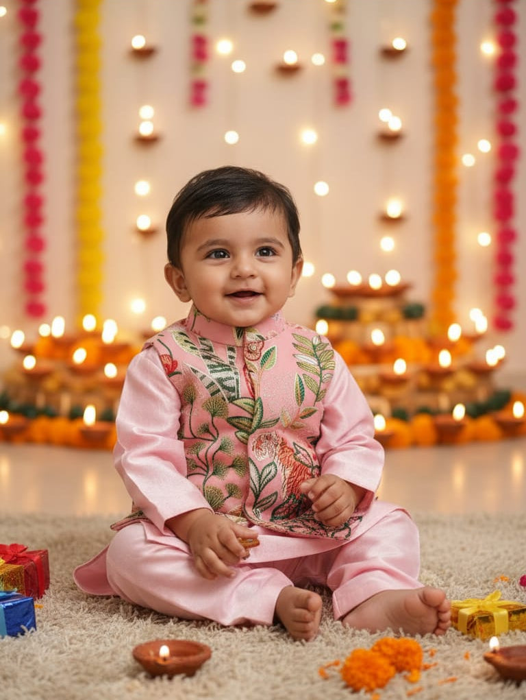 The "Jungle Bloom" Embroidered Kurta Jacket Set