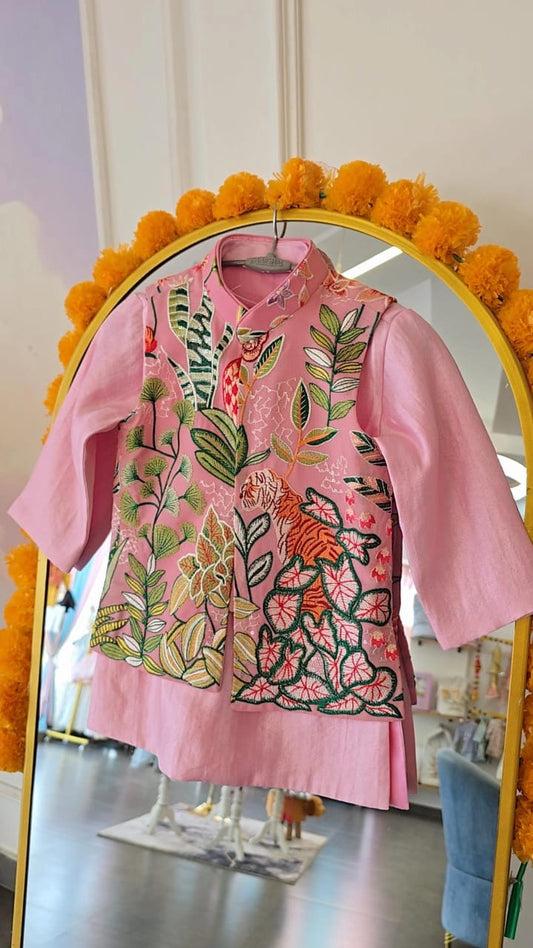 The "Jungle Bloom" Embroidered Kurta Jacket Set