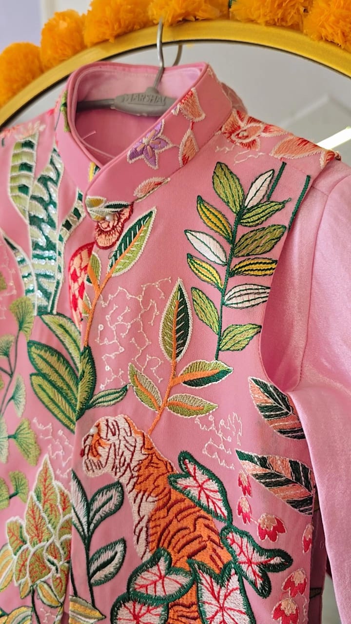 The "Jungle Bloom" Embroidered Kurta Jacket Set