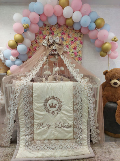 Champagne Lace Crib Bedding Set
