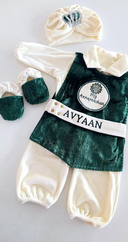 Traditional Annaprashan Velvet Set – "Avyaan" Edition