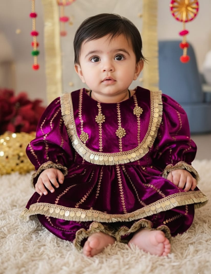 Empress Plum Velvet 2-Piece Traditional Ensemble