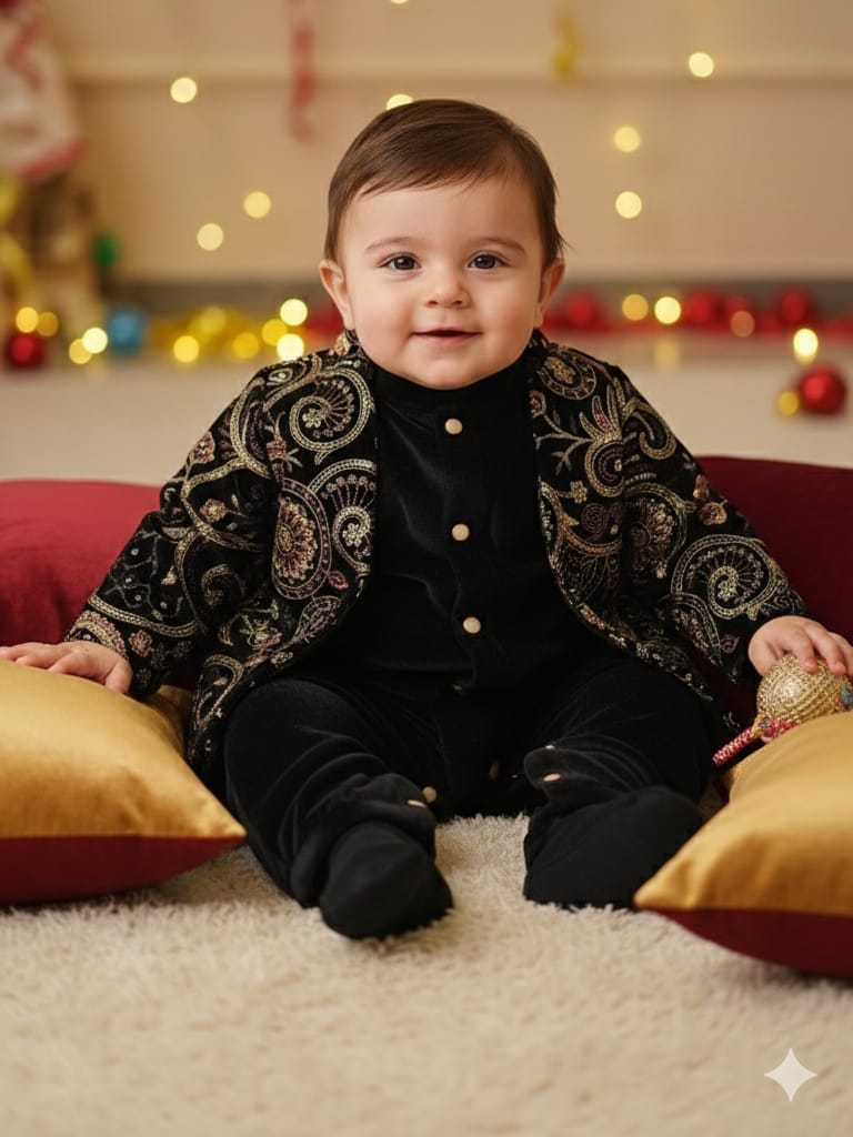 Heritage Gold & Black Velvet Infant Set
