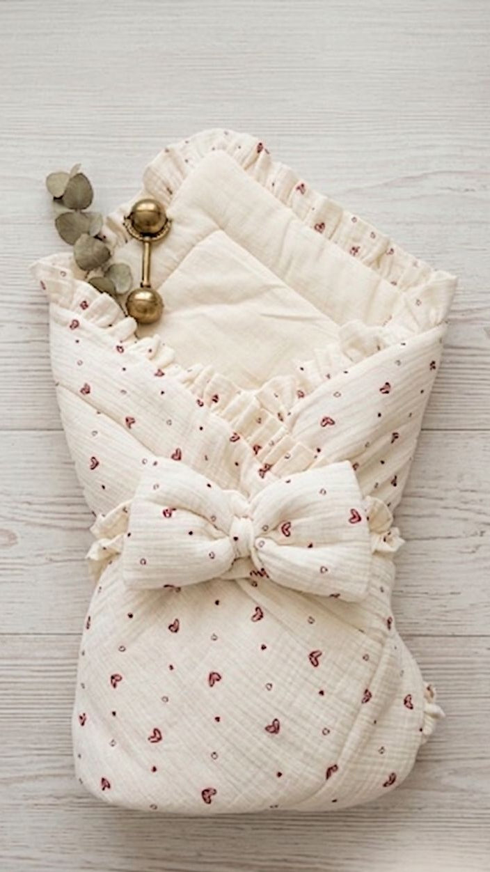 Ivory Heart Print Baby Wrap