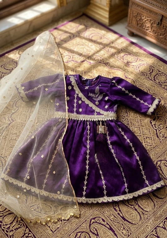 Royal Purple  Anarkali Suit with Sheer Dupatta