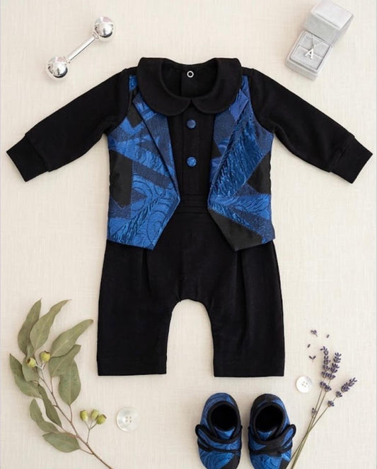 Bespoke  Blue Tuxedo Romper