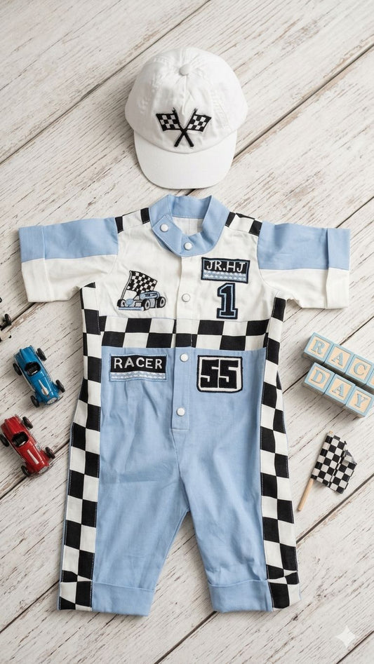 Little Racer Personalized Jumpsuit & Cap Set