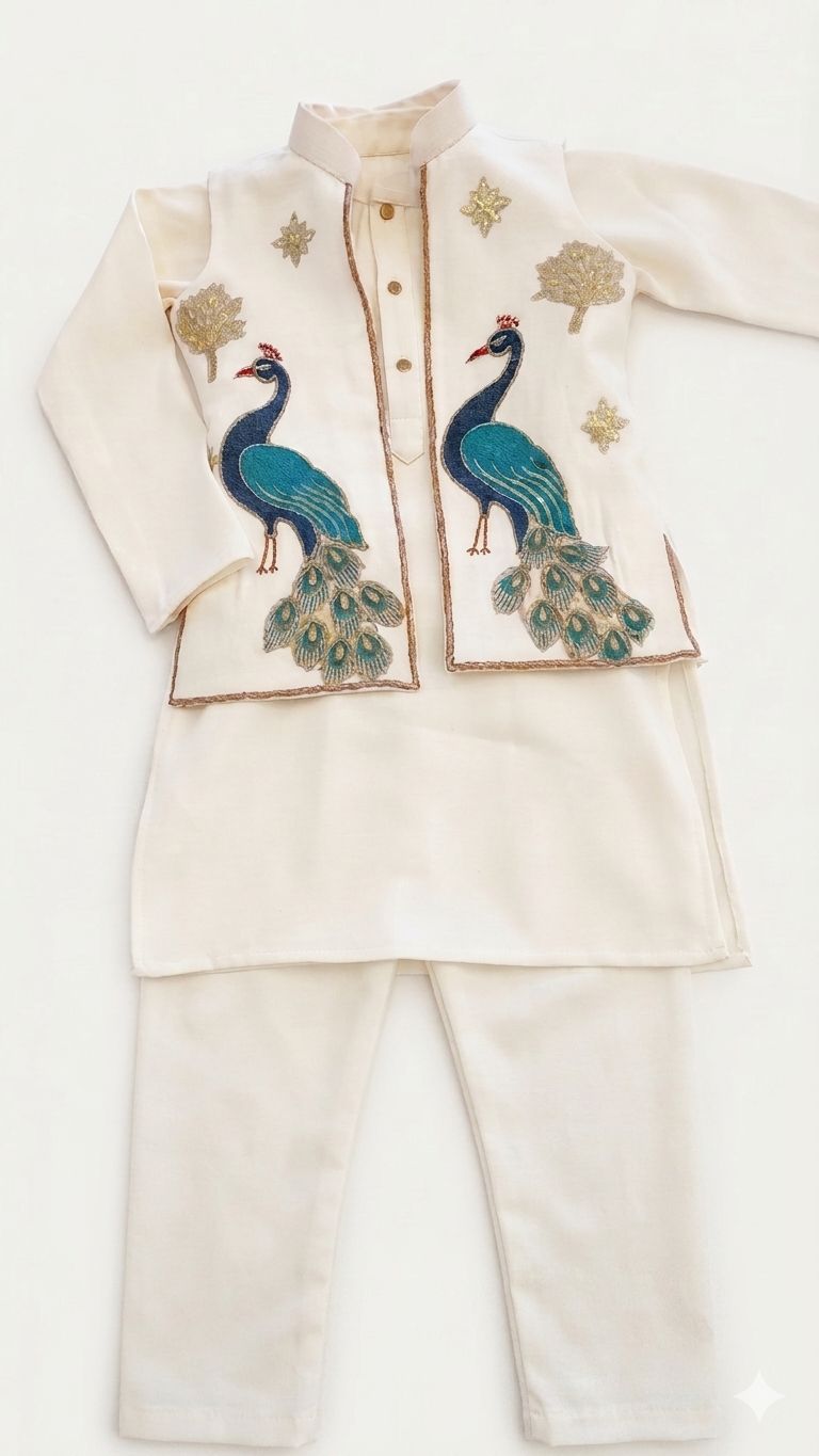 Ivory Peacock Elegance Festive Set