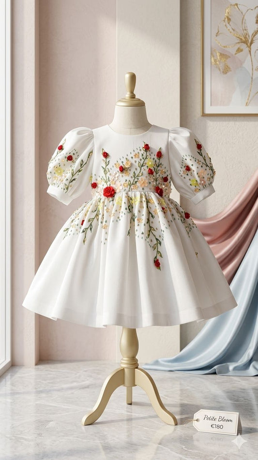 White  Floral Embroidered Luxury Frock