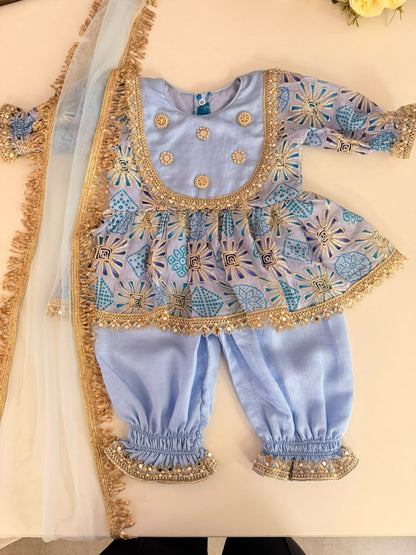 Sky Blue Festive Girl Set
