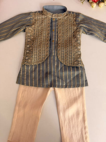 Grey Embroidered Kurta Set