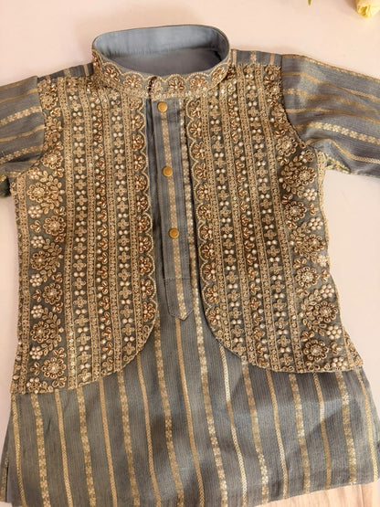 Grey Embroidered Kurta Set