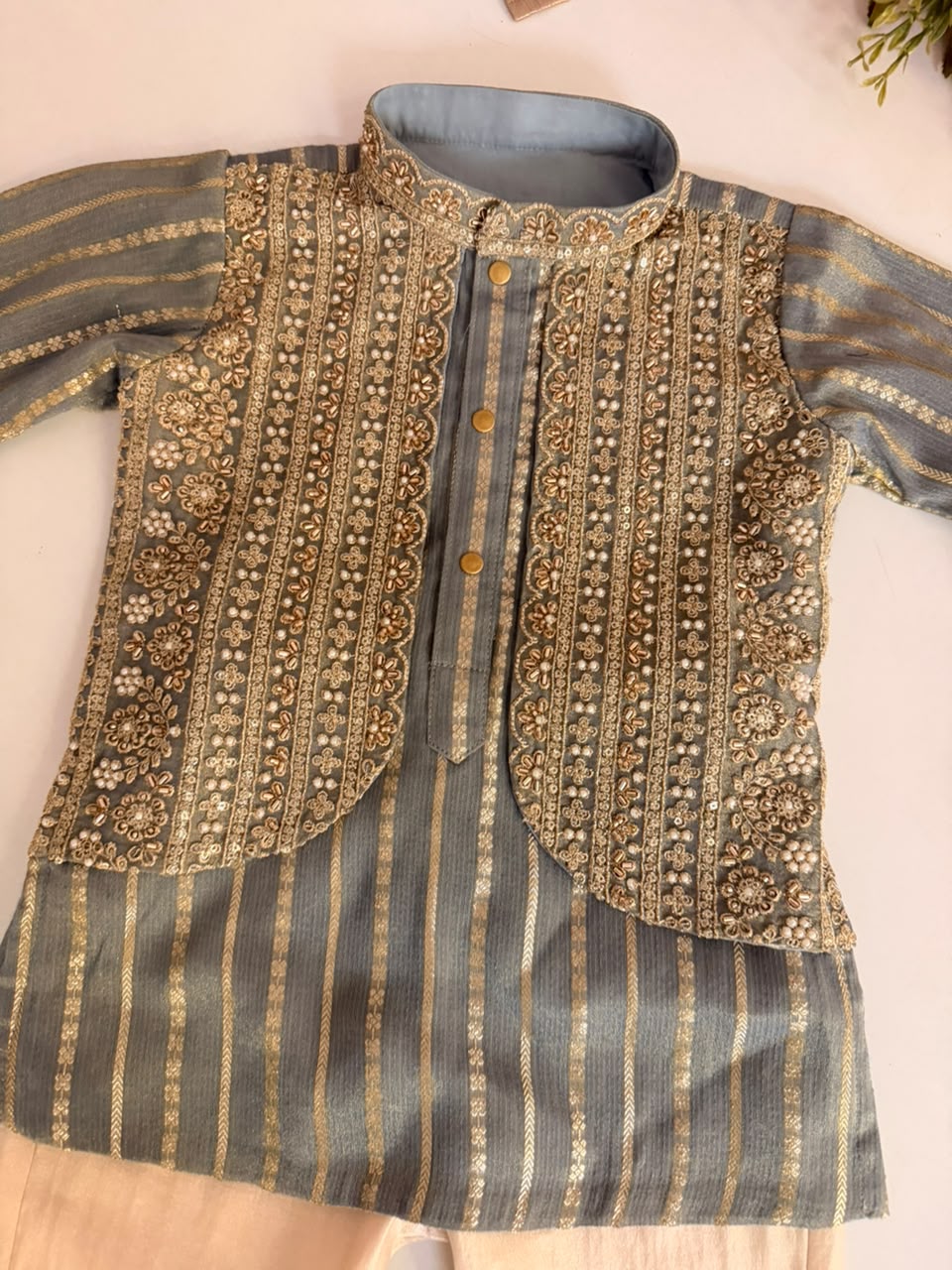 Grey Embroidered Kurta Set
