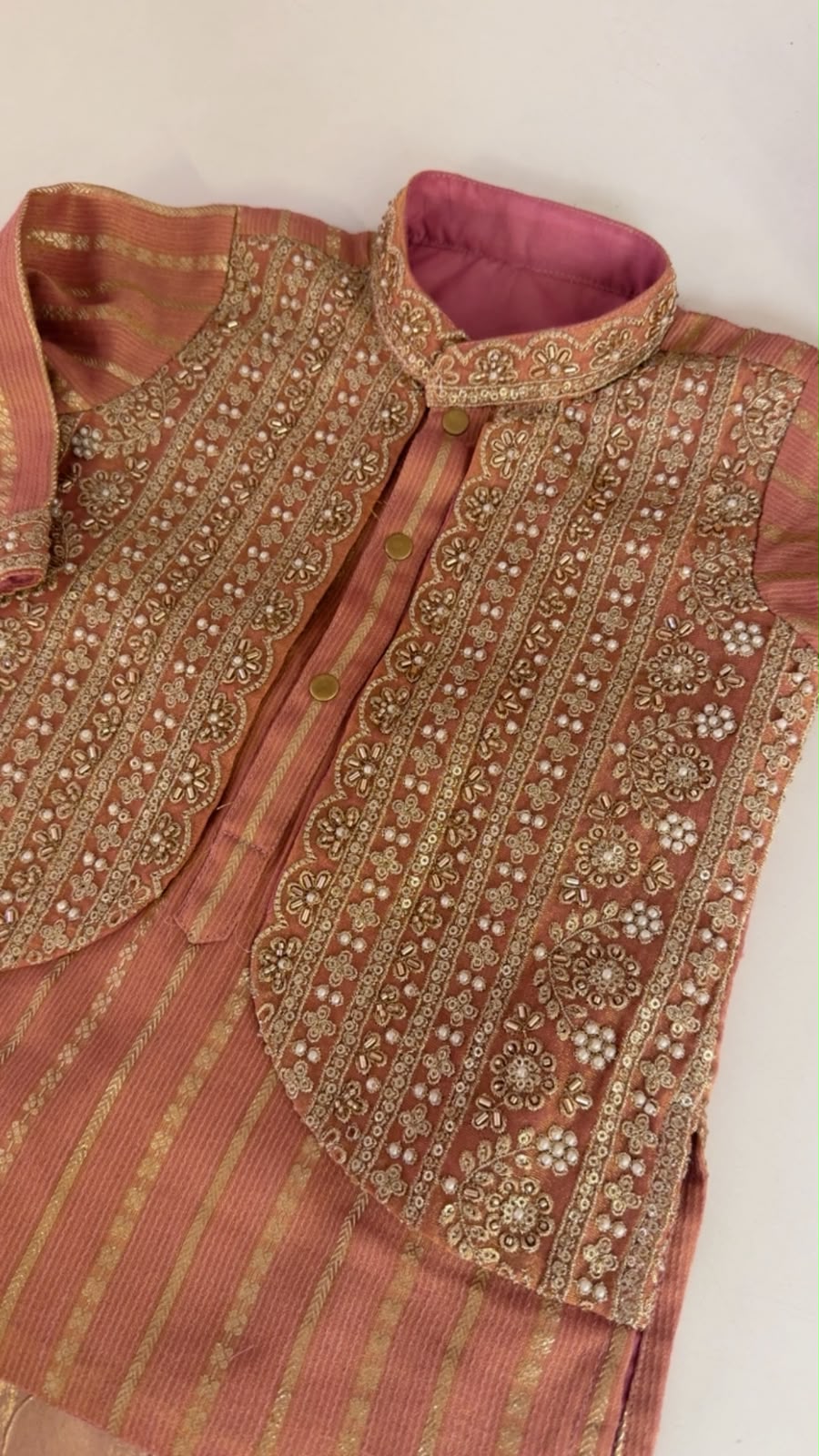 Embroidered Rose Gold Kurta Set