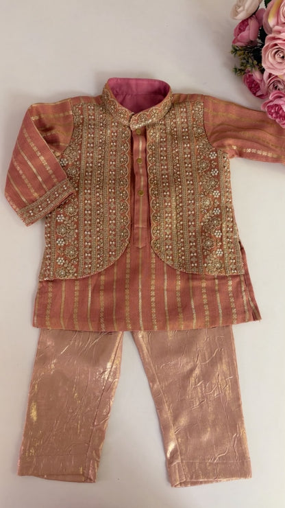 Embroidered Rose Gold Kurta Set