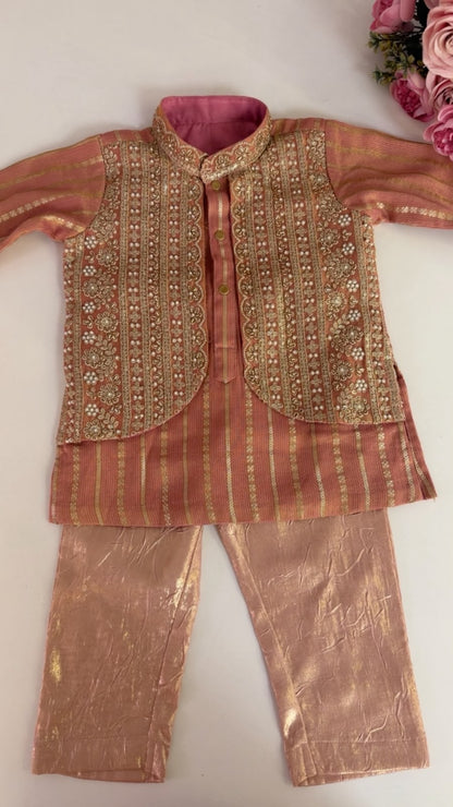Embroidered Rose Gold Kurta Set