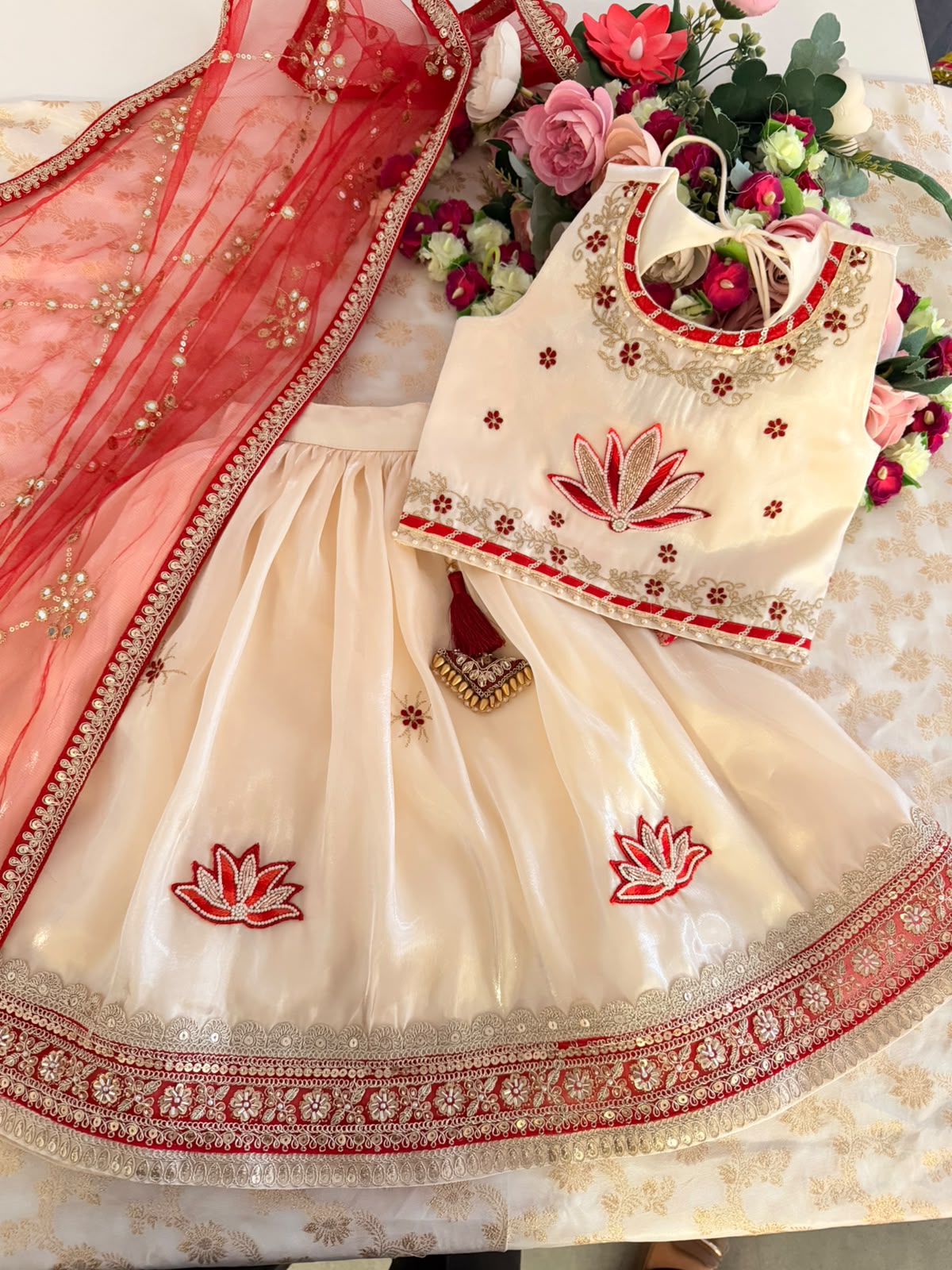 Ivory Lotus Lehenga Set