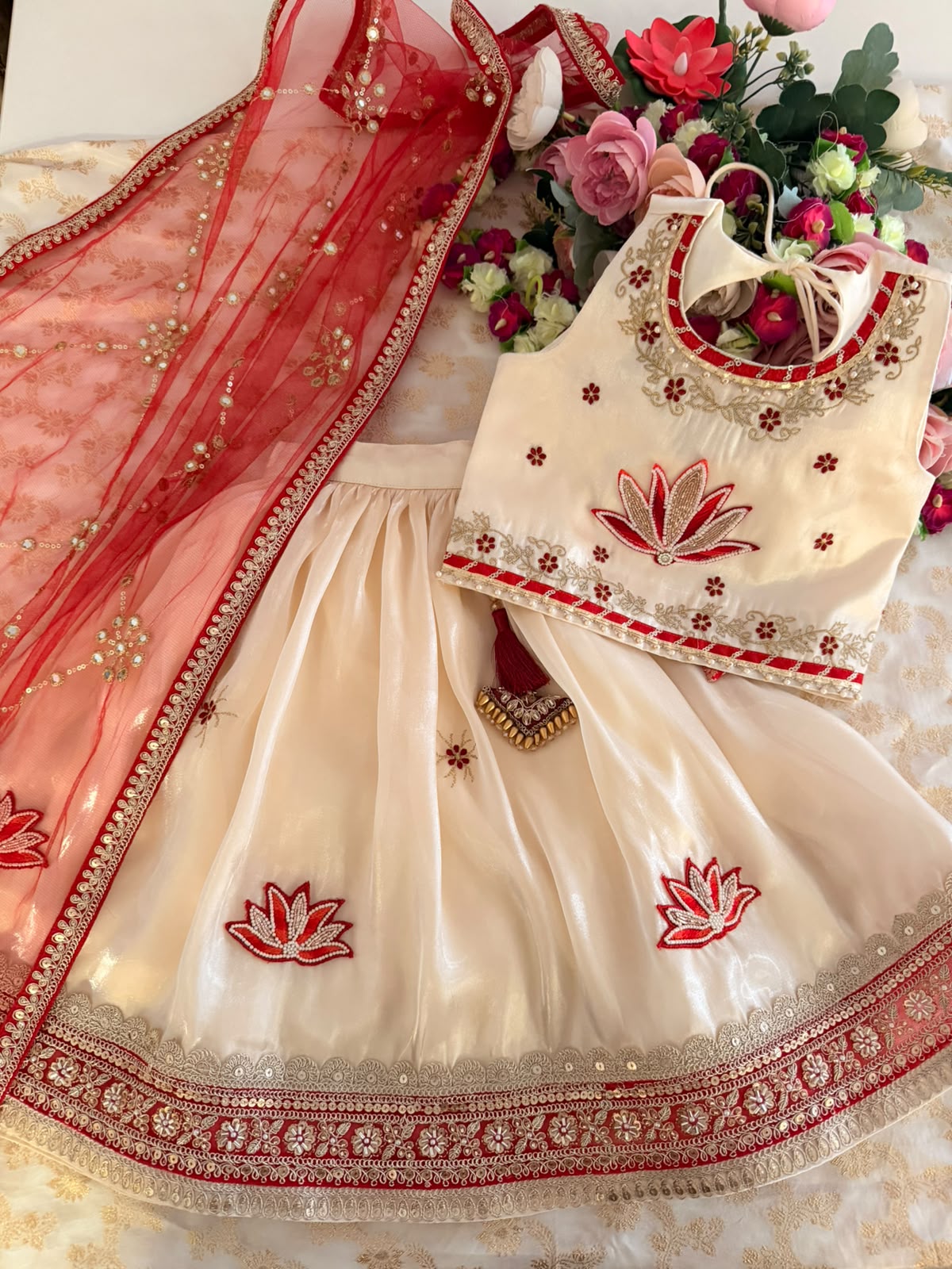 Ivory Lotus Lehenga Set