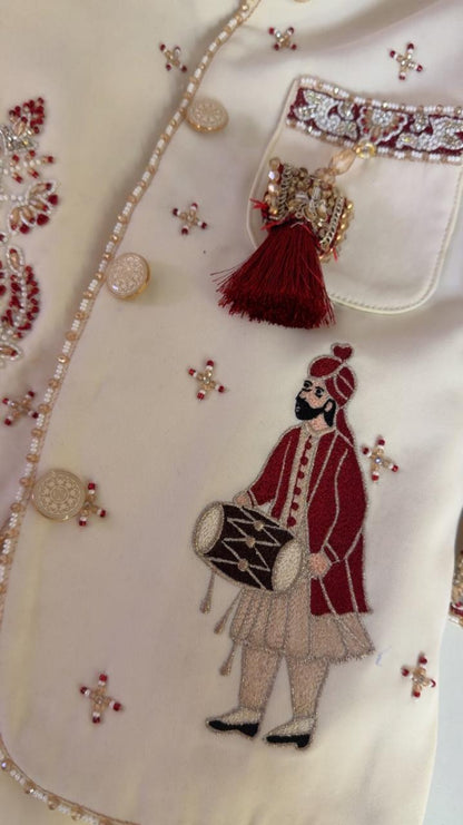 Ivory Maroon Royal Kurta Set