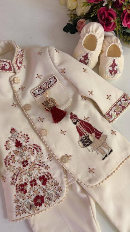 Ivory Maroon Royal Kurta Set