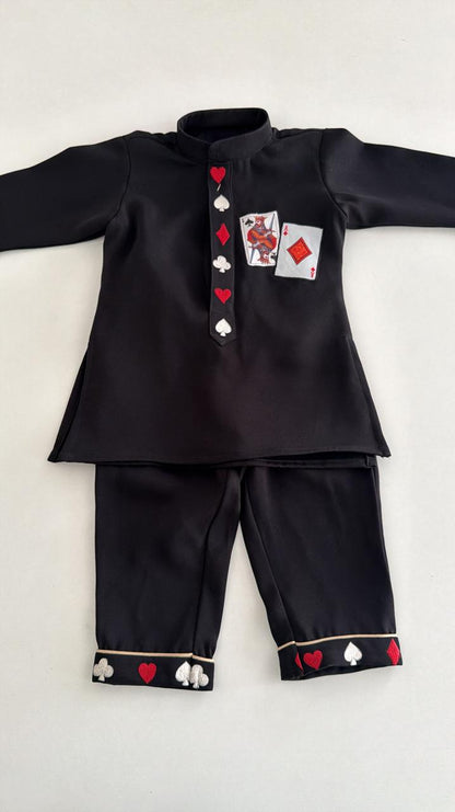 Black Royal Card Kurta Set