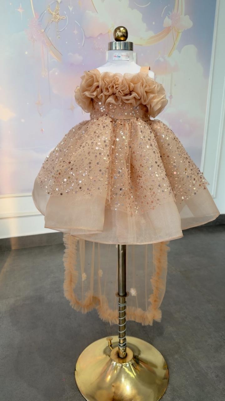Champagne Butterfly Trail Gown
