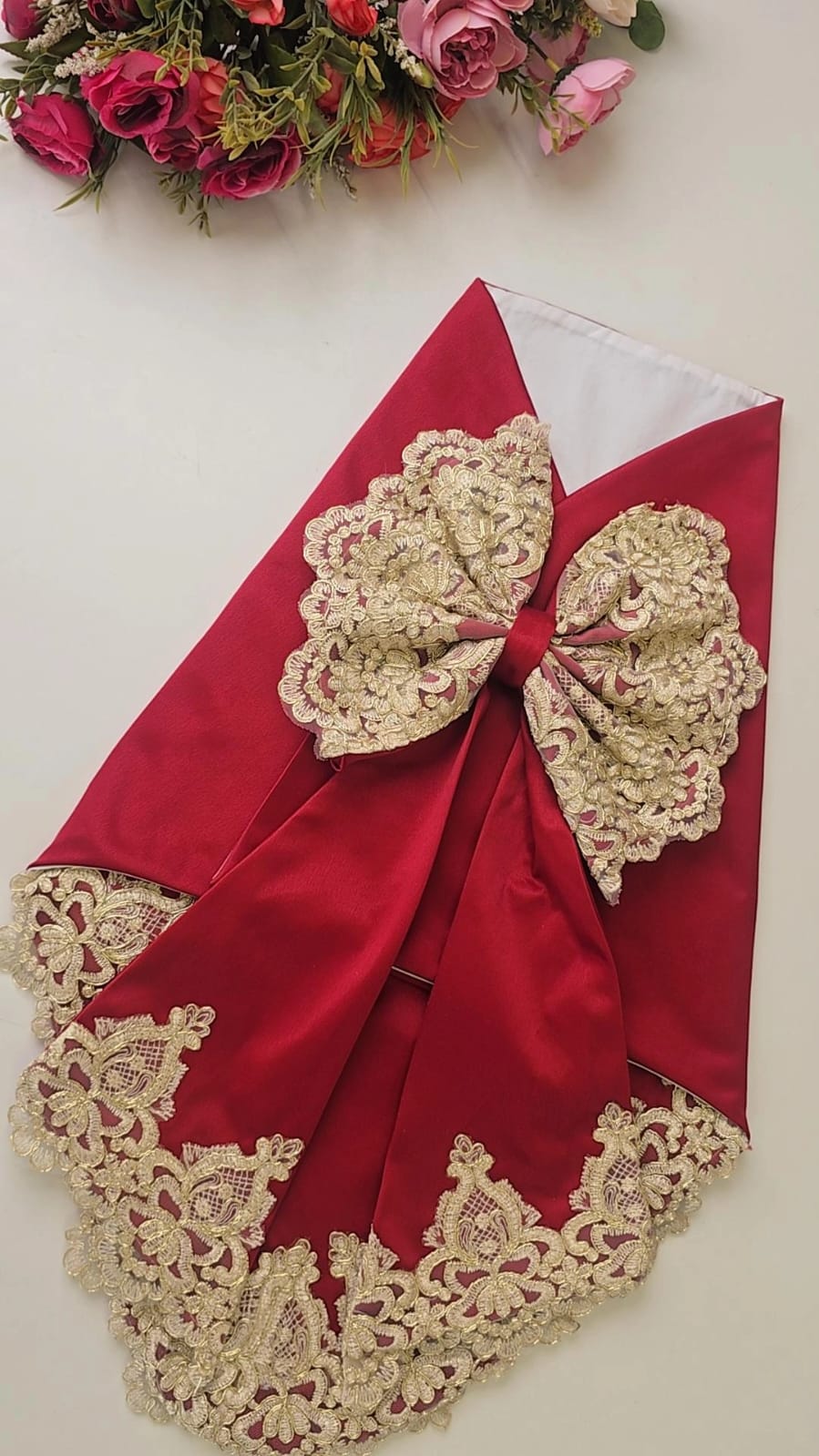 Red Gold Lace Baby Wrap