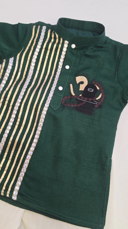 Bottle Green Mahadev Kurta Set