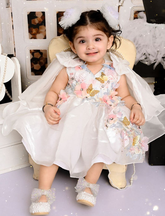 The White Floral Organza Frock
