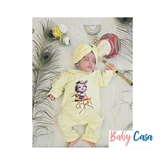 Yellow Krishna Theme Romper Set