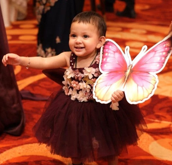 The Floral Butterfly Wine  Frock