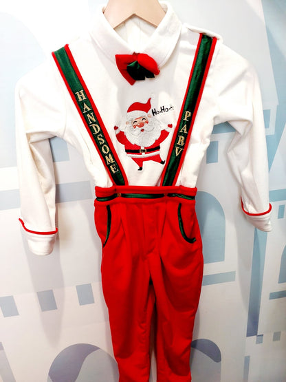 Handsome" Santa Holiday Suspender Set – Boys Christmas Outfit