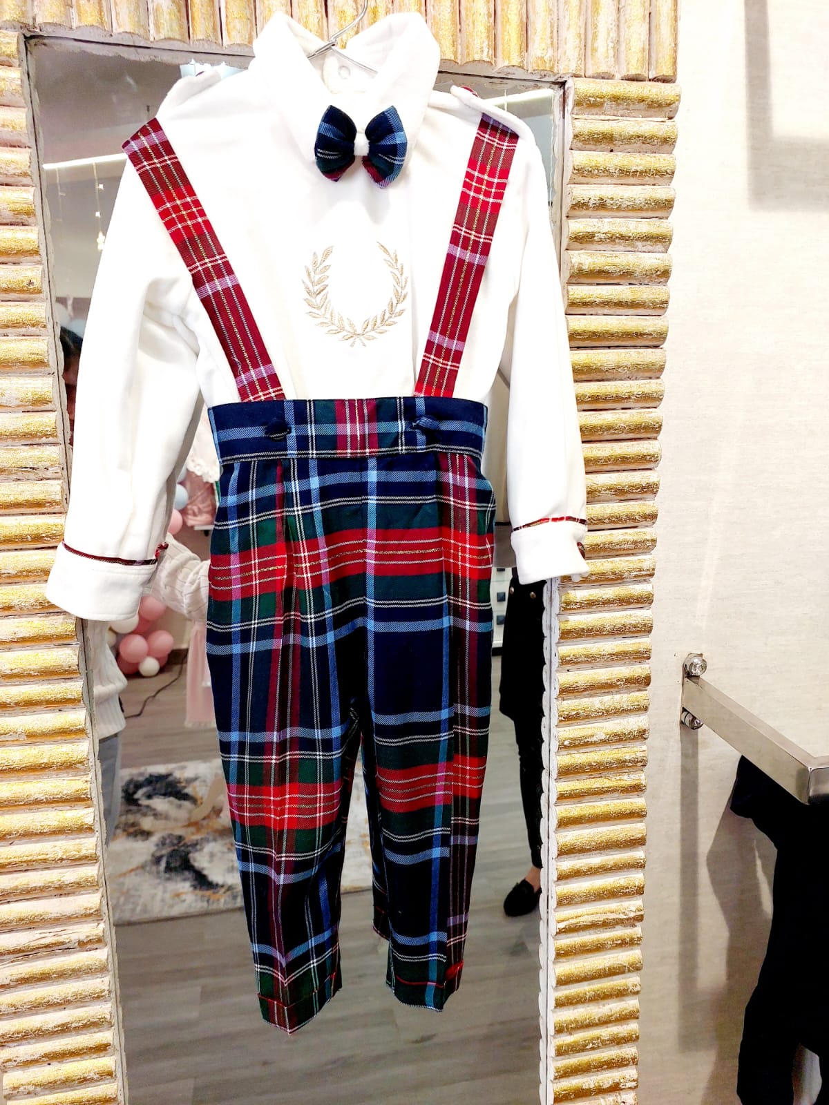 Royal Plaid Festive Suspender Set for Boys