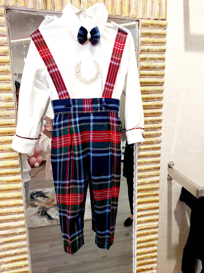Royal Plaid Festive Suspender Set for Boys