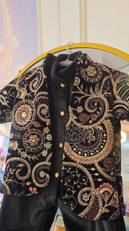 Heritage Gold & Black Velvet Infant Set