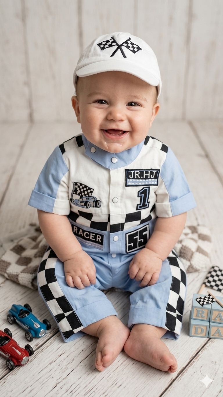 Little Racer Personalized Jumpsuit & Cap Set