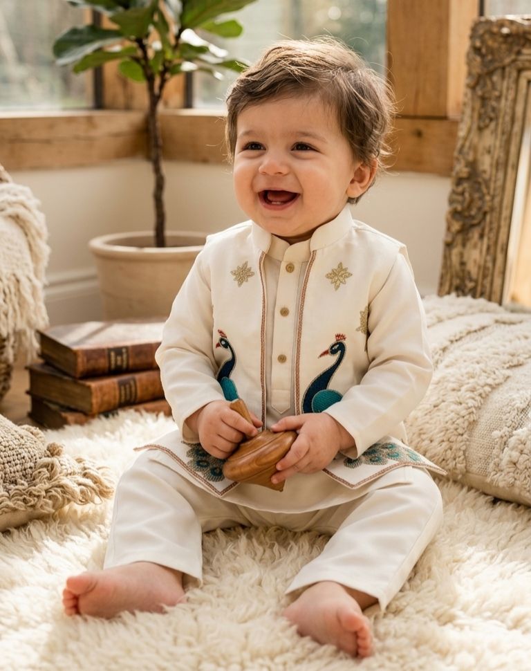 Ivory Peacock Elegance Festive Set