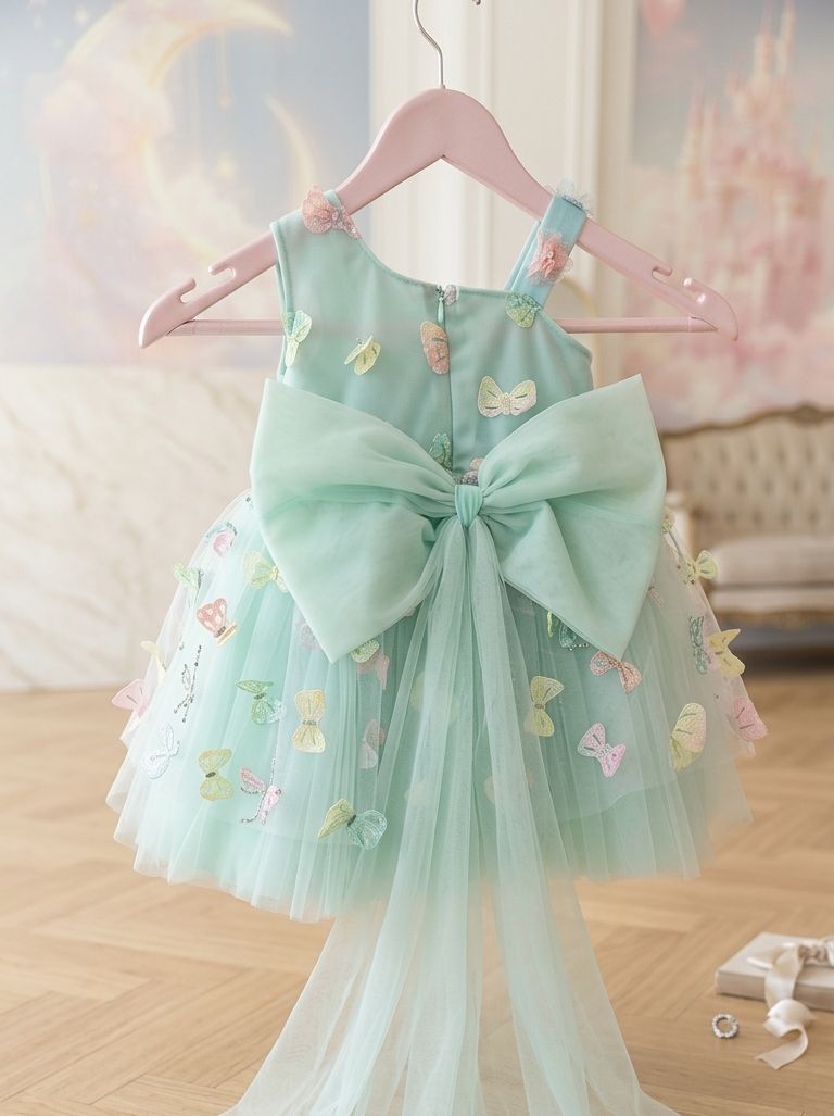Monarch Mint Butterfly & Bow Frock