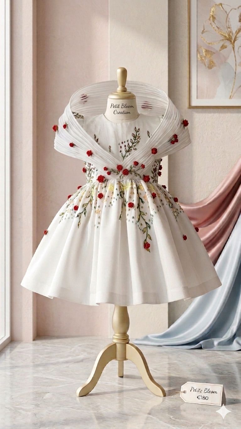 White  Floral Embroidered Luxury Frock