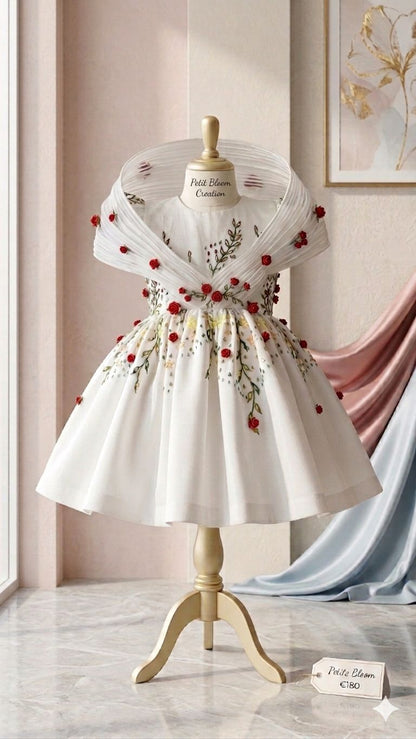White  Floral Embroidered Luxury Frock