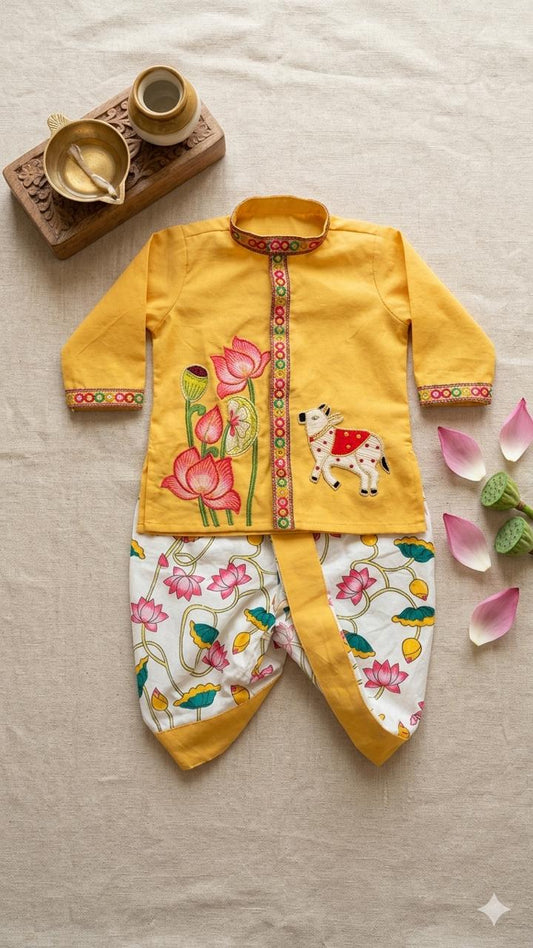 The Royal  Lotus Kurta & Dhoti Set