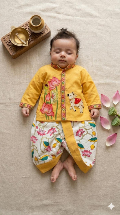 The Royal  Lotus Kurta & Dhoti Set